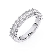Demi-alliance 13 diamants Émeraudes 1.70 carat or blanc 14 carats Flavia